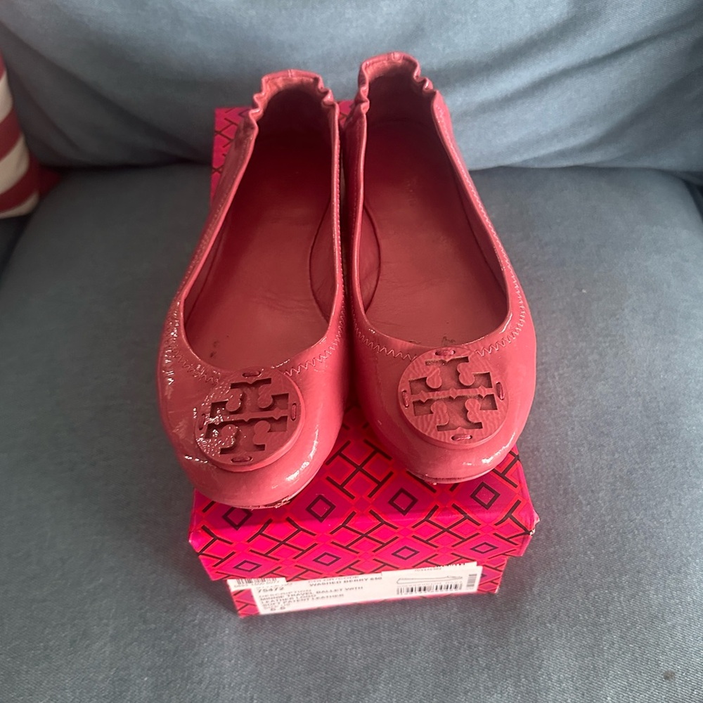 Tory Burch mini travel ballet flats in washed berry